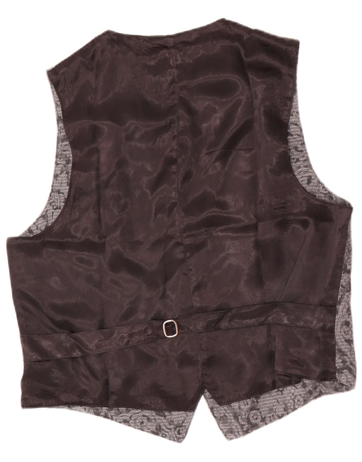 Gilet da uomo vintage grande floreale grigio