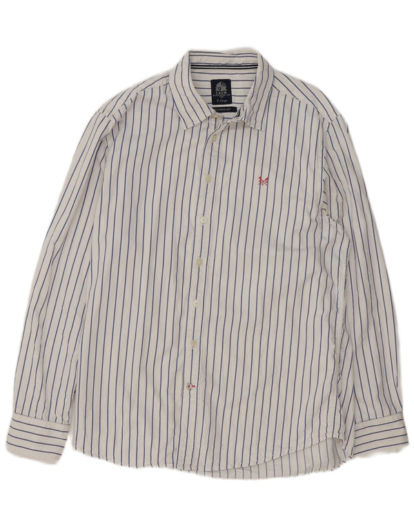 Crew Clothing Camicia da uomo su misura XL in cotone a righe bianche