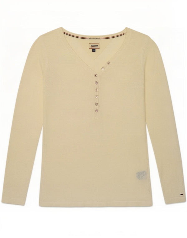 Tommy Hilfiger Donna See Through Top Manica Lunga UK 12 Beige Medio Floreale