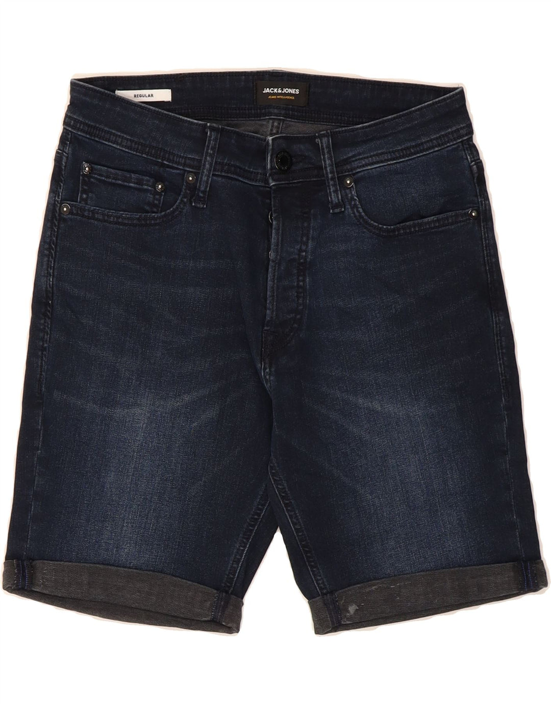 JACK & JONES Mens Regular Denim Shorts Small W29 Navy Blue Cotton Vintage Jack & Jones and Second-Hand Jack & Jones from Messina Hembry 