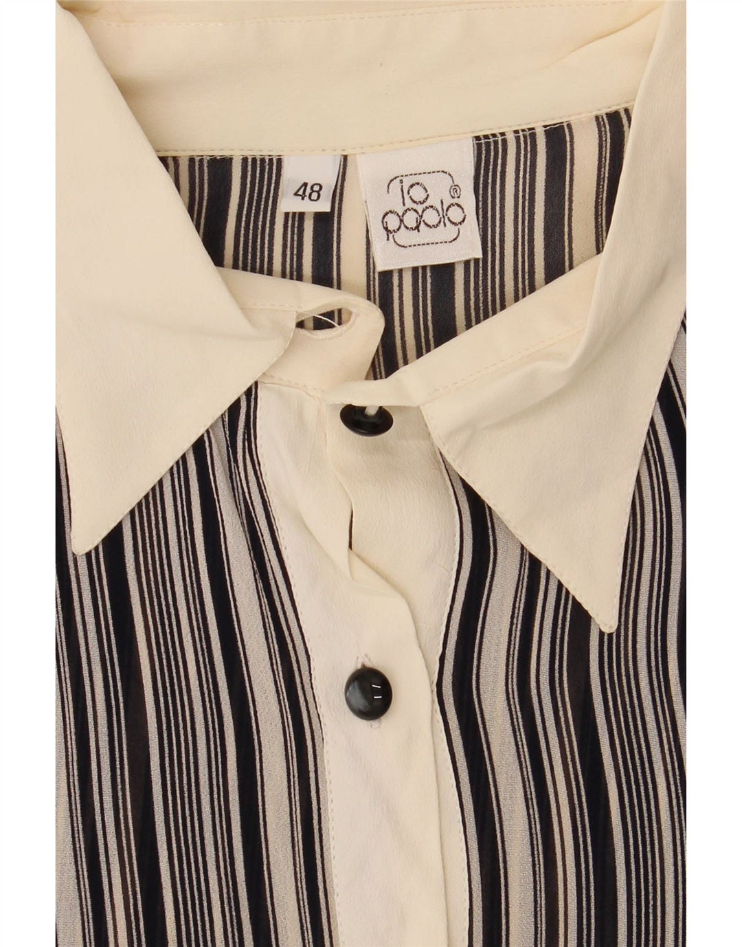 VINTAGE Womens Shirt IT 48 XL White Striped Vintage Vintage and Second-Hand Vintage from Messina Hembry 