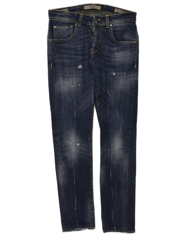 Jeans slim invecchiati da uomo Liu Jo W32 L29 blu navy