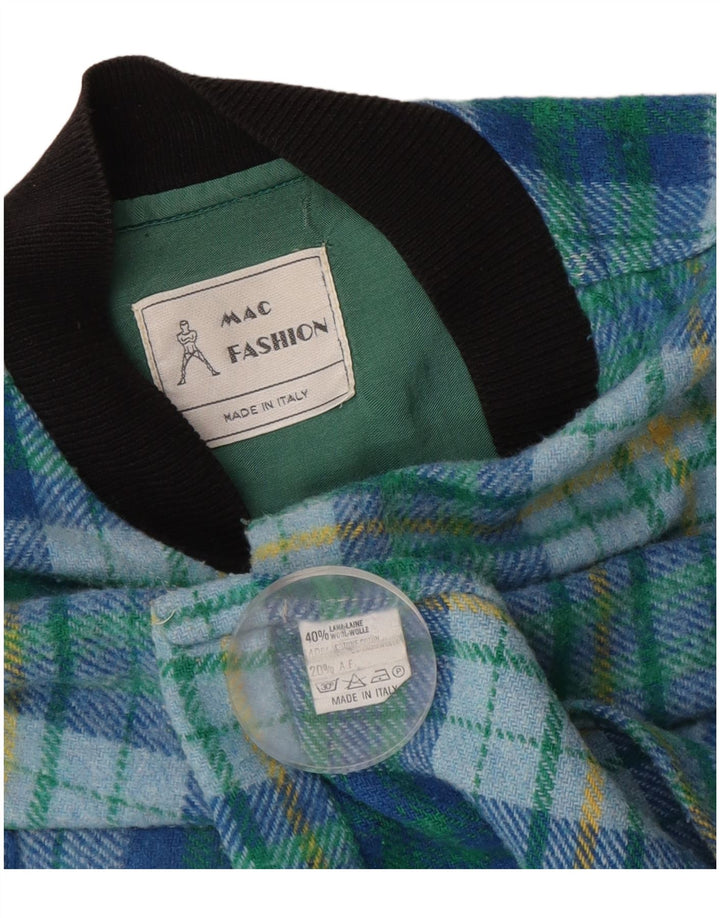 Mac Fashion Camicia da uomo in flanella di lana a quadri blu medio