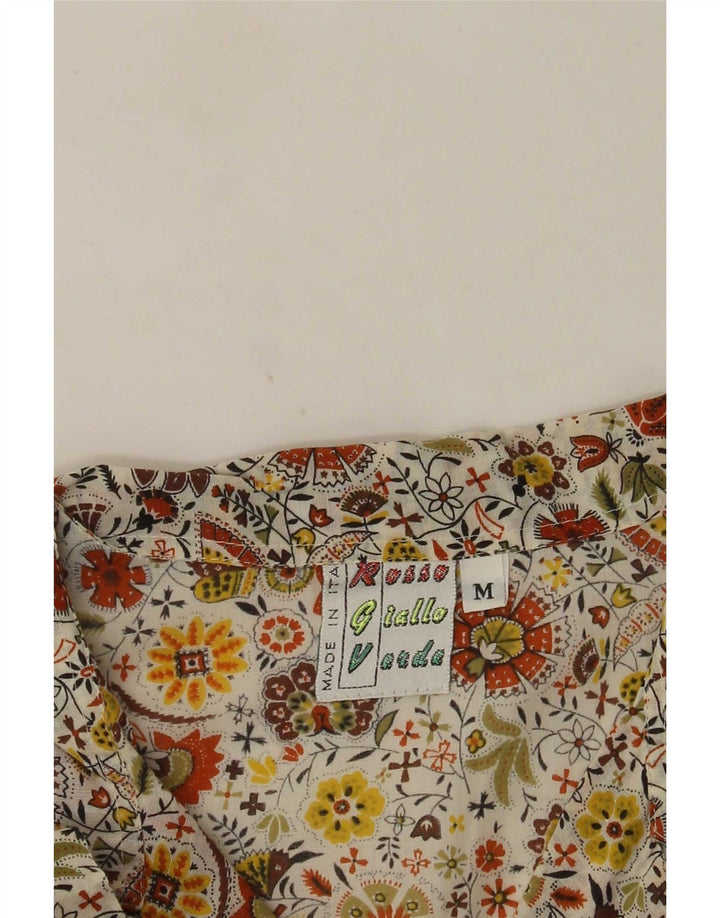 Camicia vintage da uomo a maniche corte floreale multicolore medio
