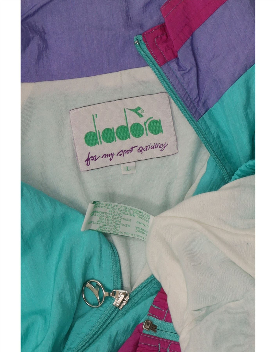 Giacca sportiva da donna Diadora Large Turchese Colourblock in poliammide