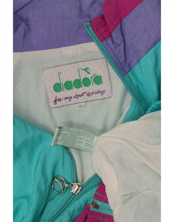Giacca sportiva da donna Diadora Large Turchese Colourblock in poliammide