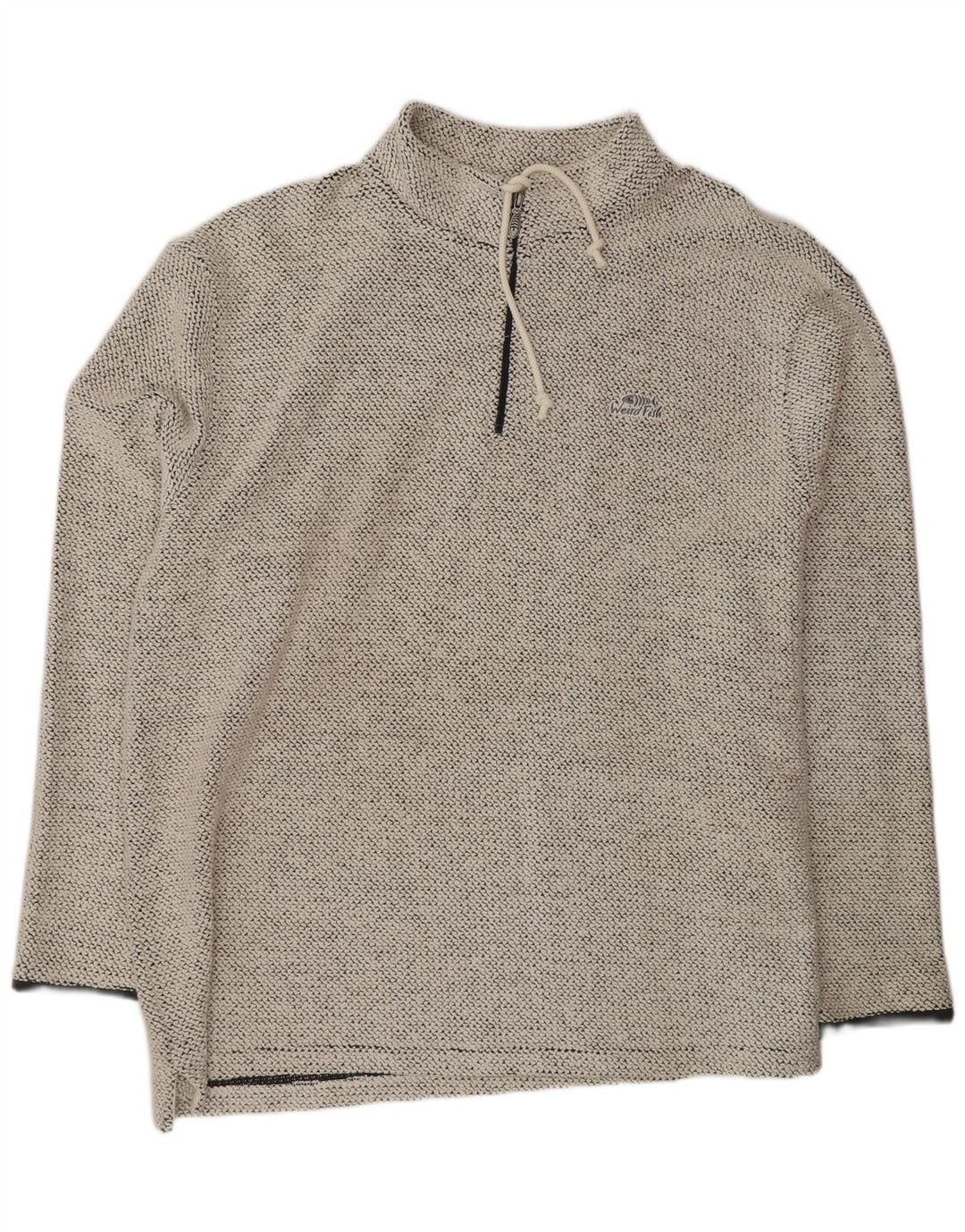 Felpa da uomo con zip e collo con zip Weird Fish, cotone chiazzato bianco sporco medio
