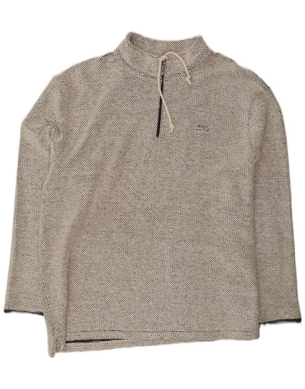 Felpa da uomo con zip e collo con zip Weird Fish, cotone chiazzato bianco sporco medio