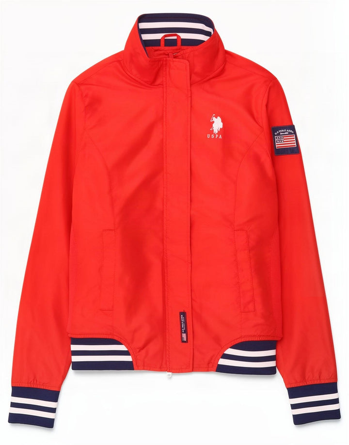 Polo Assn. degli Stati Uniti Giubbotto bomber da donna UK 14 Poliestere color block rosso medio