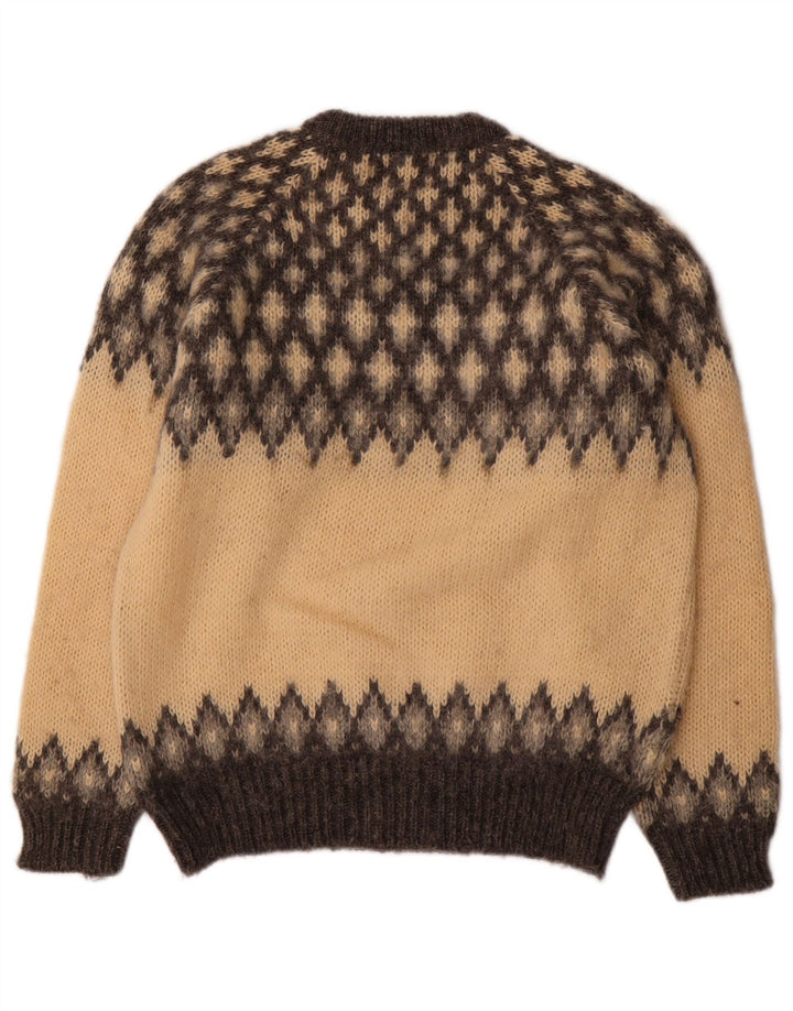 Maglione girocollo da uomo vintage girocollo grande beige Fair Isle