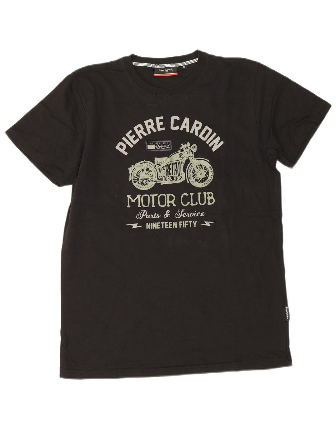 T-shirt grafica da uomo Pierre Cardin Top in cotone nero medio