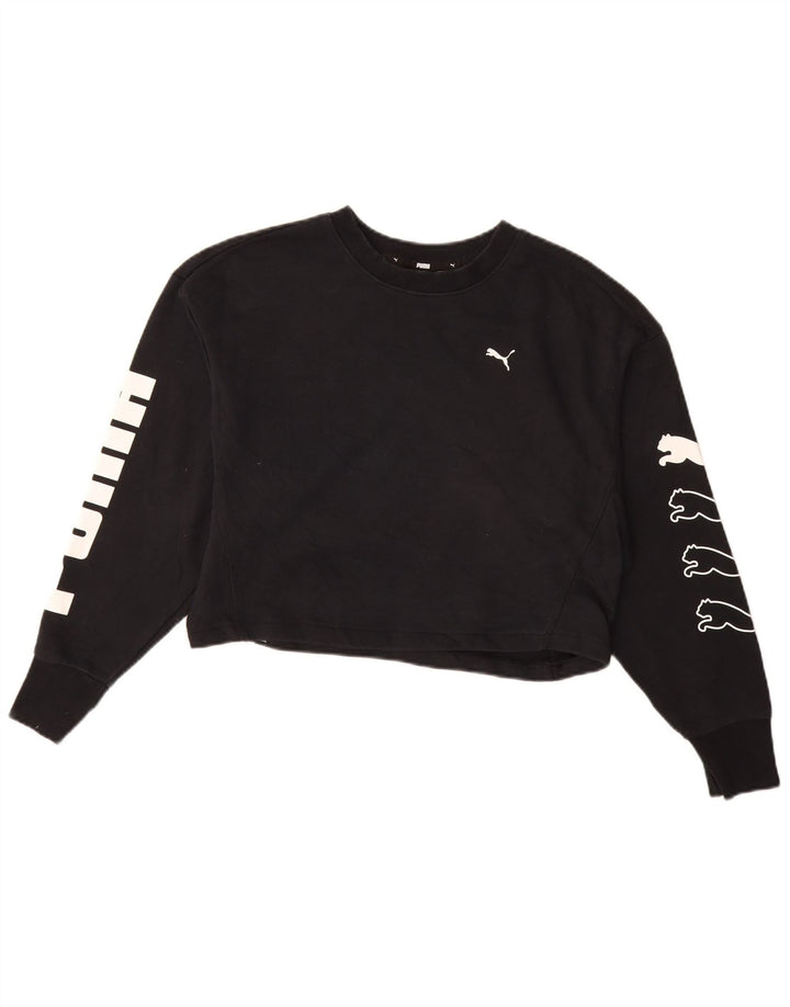 Felpa corta con grafica oversize da donna PUMA UK 10 piccola nera