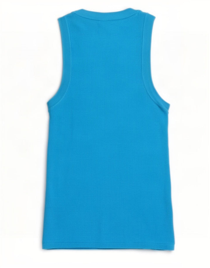 Canotta da donna Zara UK 12 in viscosa blu medio