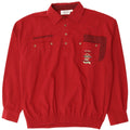 JOHN F GEE Camicia pullover da uomo taglia 41/42 grande poliestere rosso