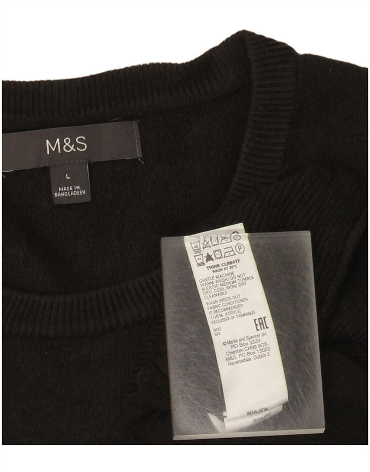 Maglione maglione girocollo da uomo Marks & Spencer grande acrilico nero