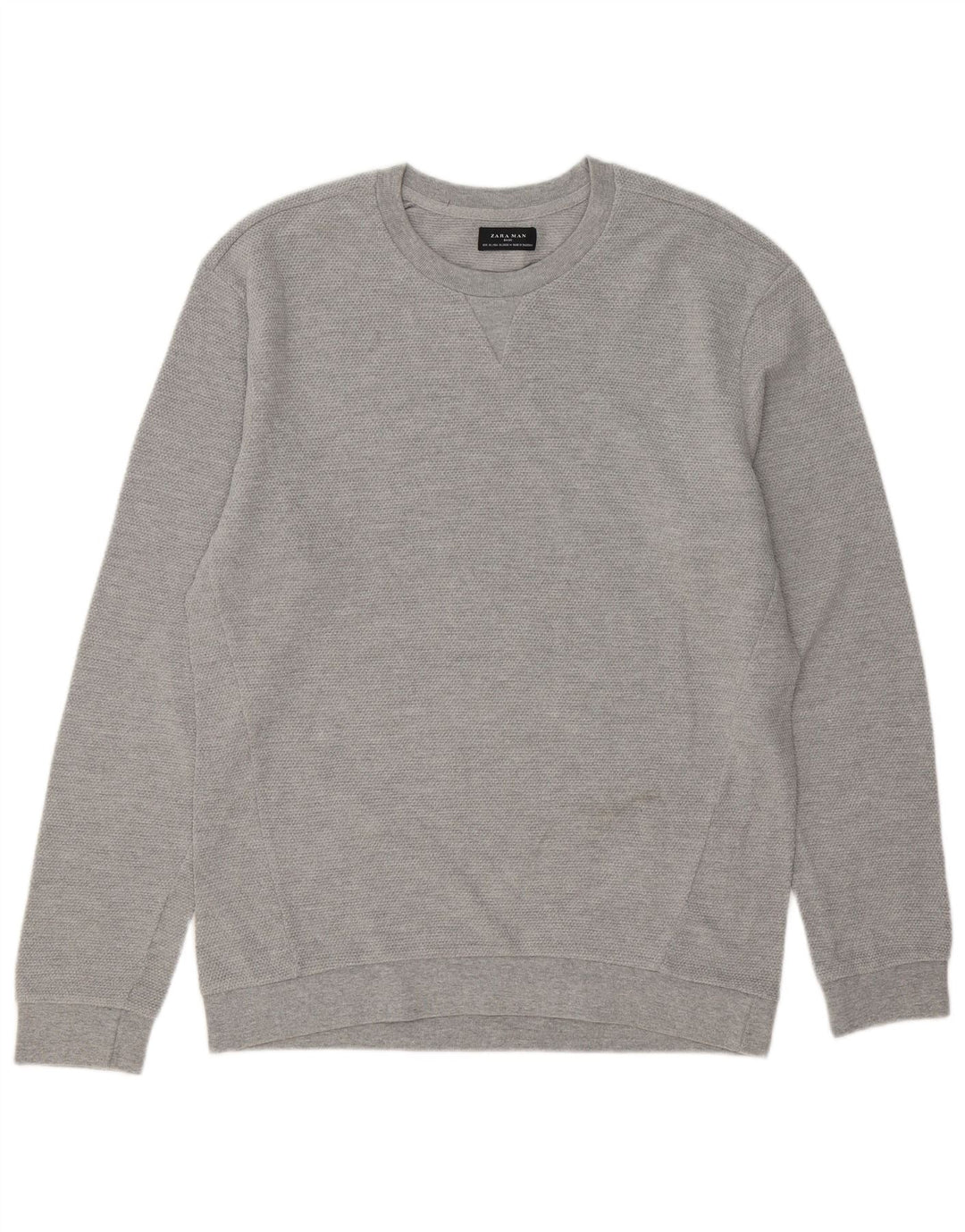 Maglione maglione girocollo da uomo Zara XL in cotone grigio