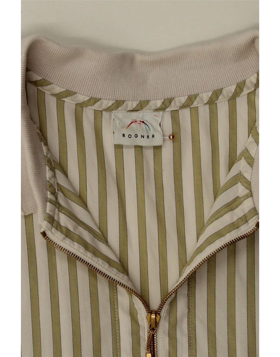 BOGNER Mens Polo Shirt UK 38 Medium Green Striped Vintage Bogner and Second-Hand Bogner from Messina Hembry 