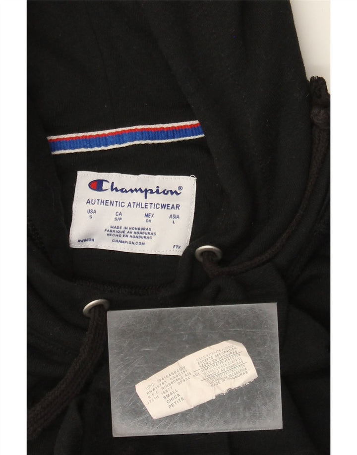 Felpa con cappuccio grafica da donna CHAMPION piccola in poliestere nero