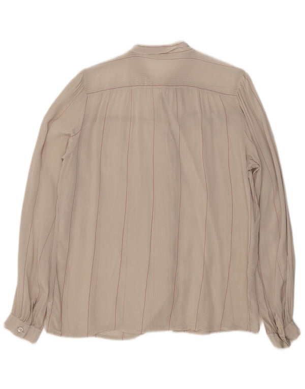 Mario Pucci Cecconi Camicetta da donna con cravatta sul davanti IT 46 Large Beige a righe