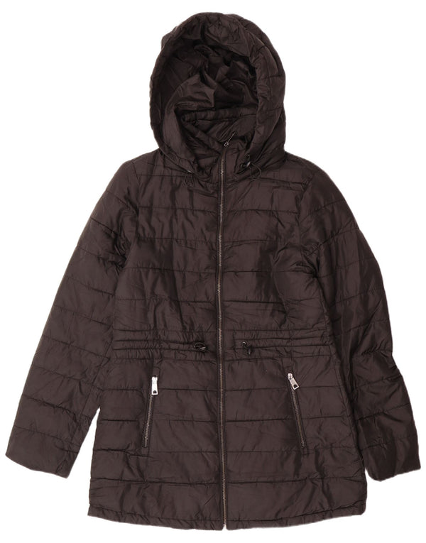 Giacca imbottita con cappuccio da donna ZARA UK 10 piccola nera in poliestere