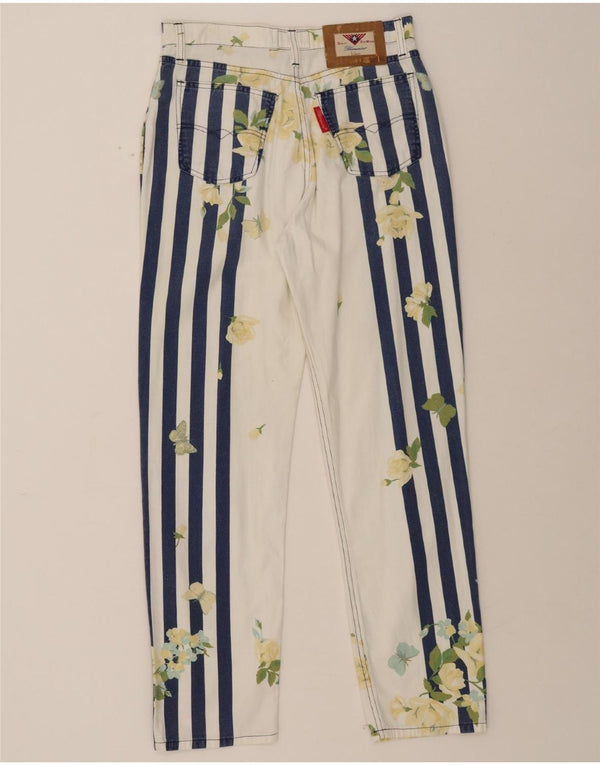 BLUMARINE Womens Straight Jeans IT 44 Medium W30 L29 White Striped Cotton
