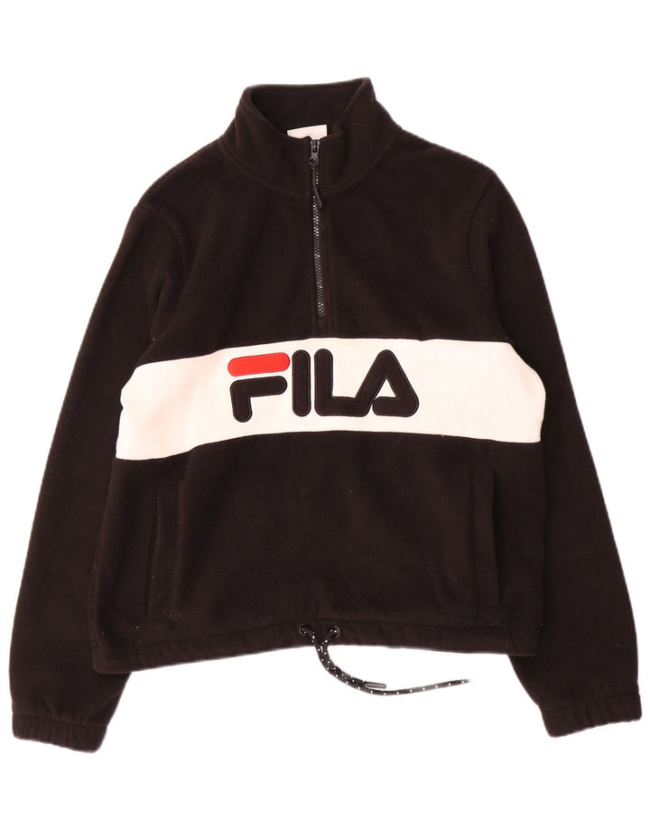 Maglia da donna in pile con grafica oversize Fila UK 8 Small Black Colourblock