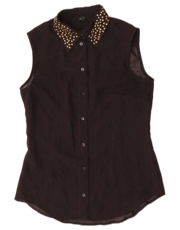 Camicetta senza maniche da donna Benetton UK 10 Small Nera