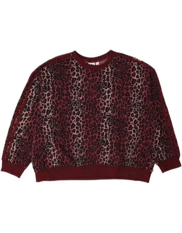 Felpa oversize da donna Adidas maglione UK 22 3XL bordeaux stampa animalier