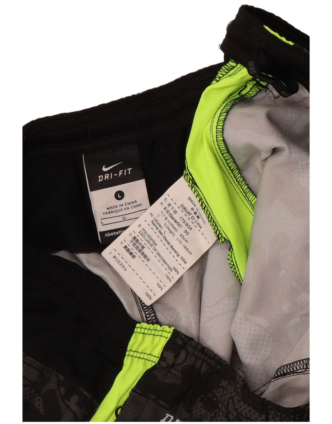 Pantaloncini sportivi Nike Dri Fit da uomo, grandi, in poliestere nero
