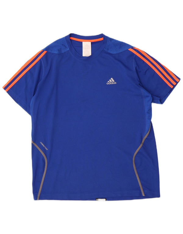 T-shirt da uomo Adidas Top in poliestere blu medio