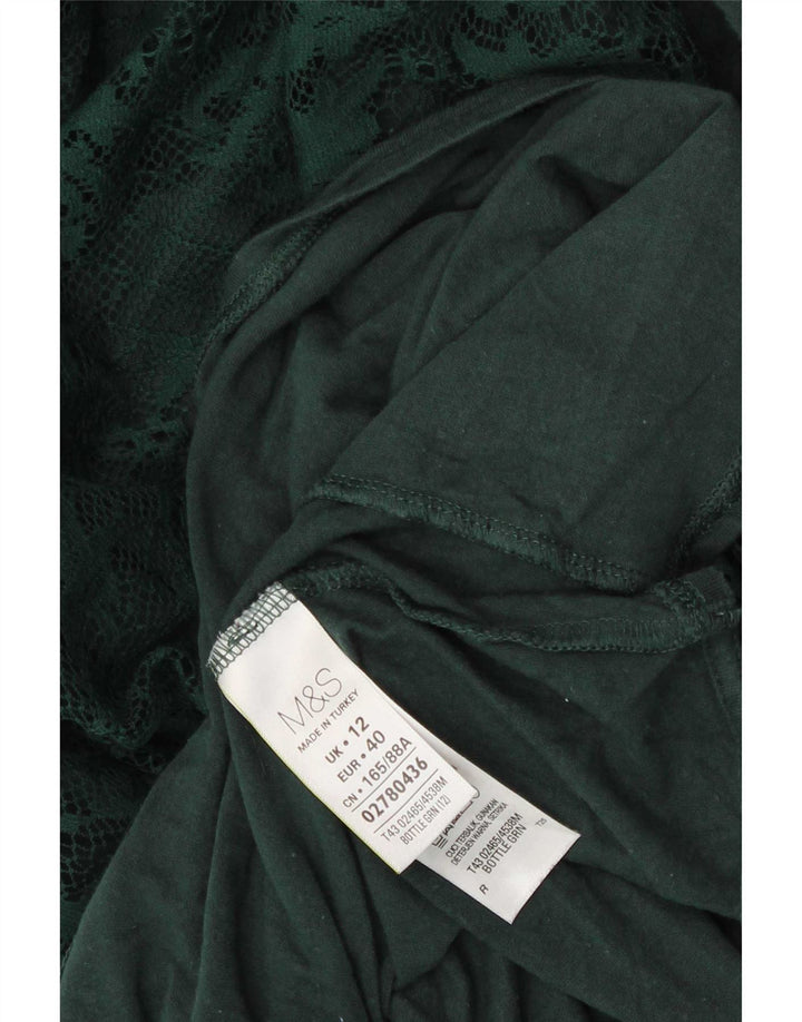Marks & Spencer Top da donna a maniche lunghe UK 12 Viscosa Paisley verde medio