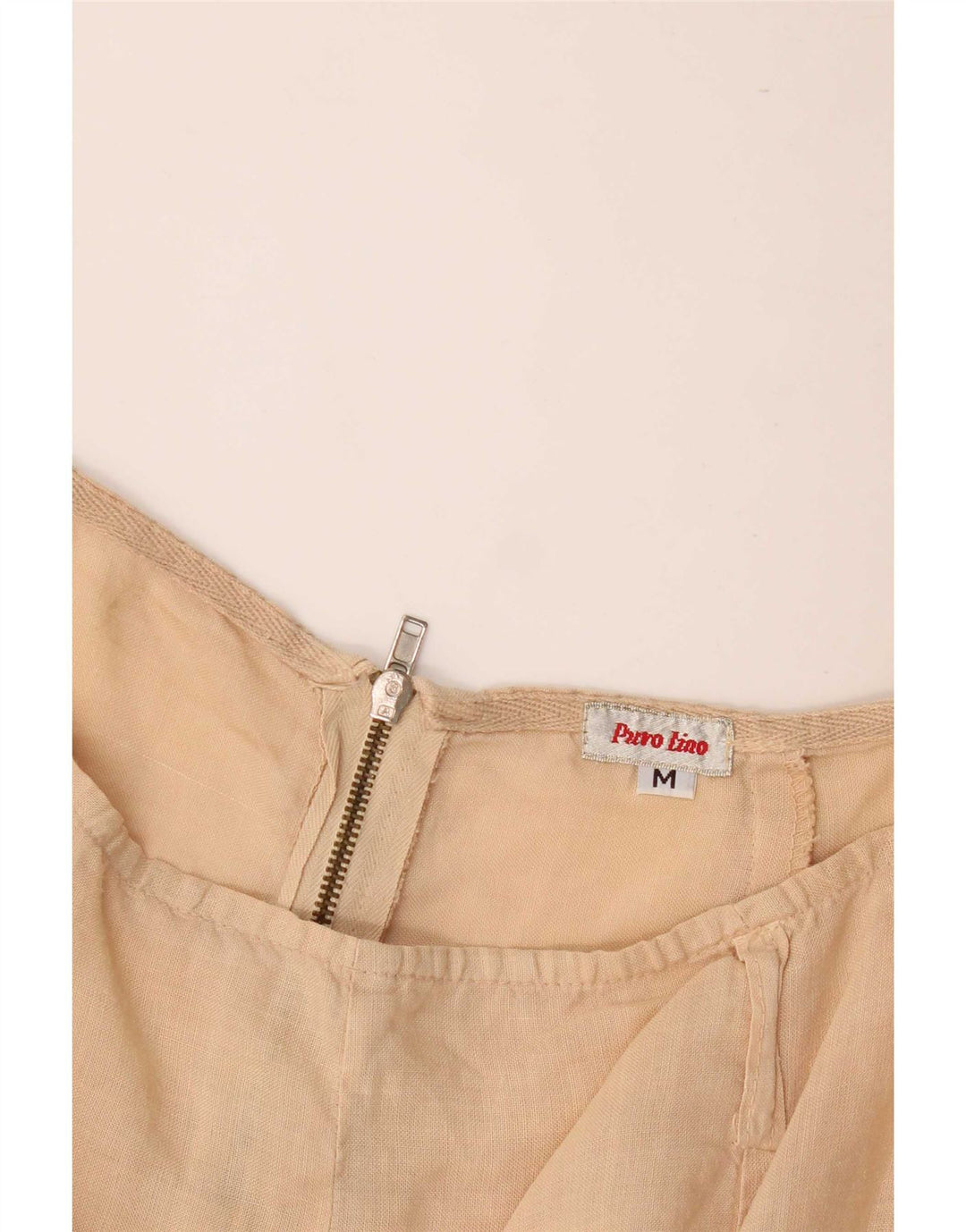 Gonna longuette da donna vintage media W28 in lino beige