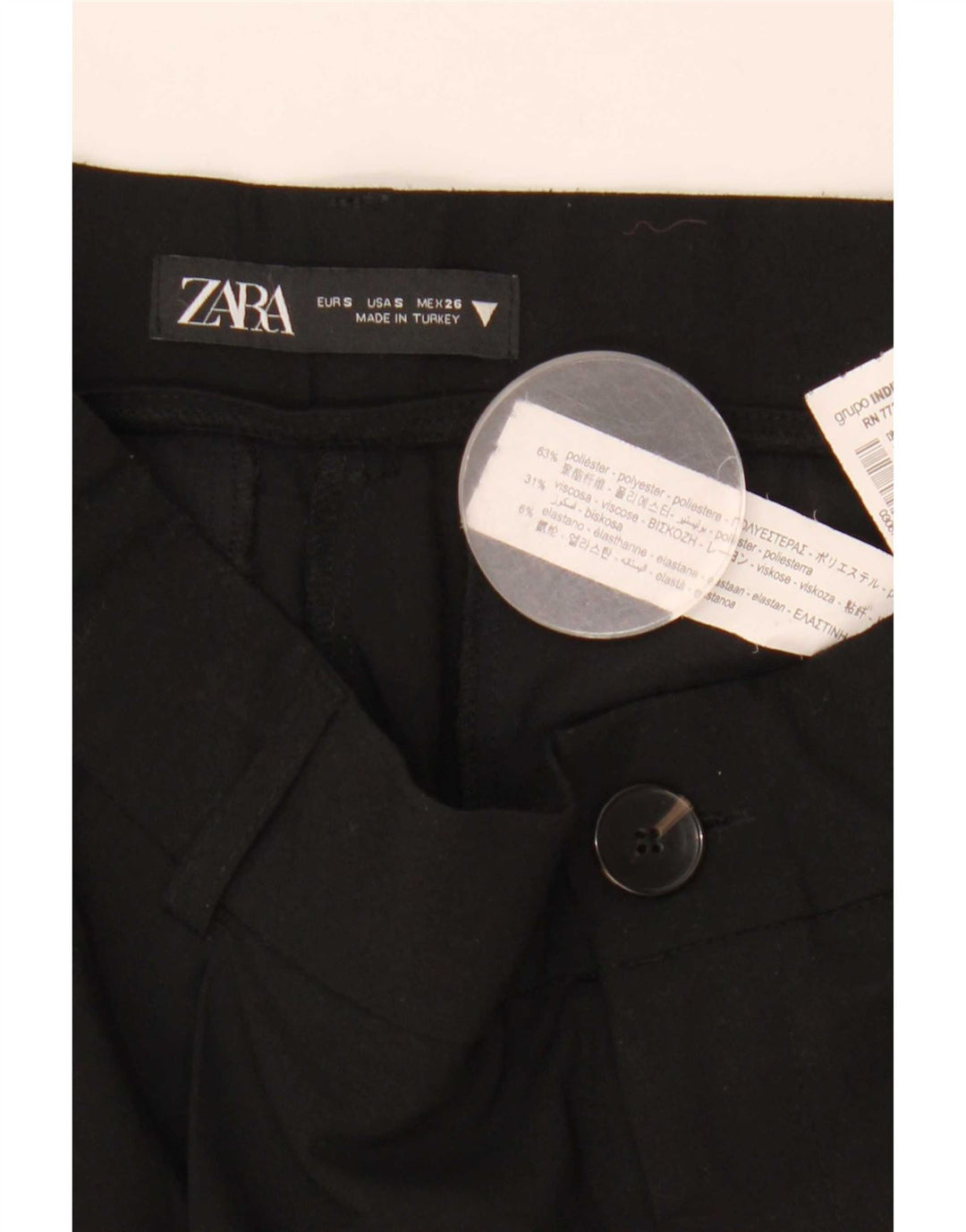 Pantaloni chino con pegging da donna Zara piccoli W26 L31 poliestere nero