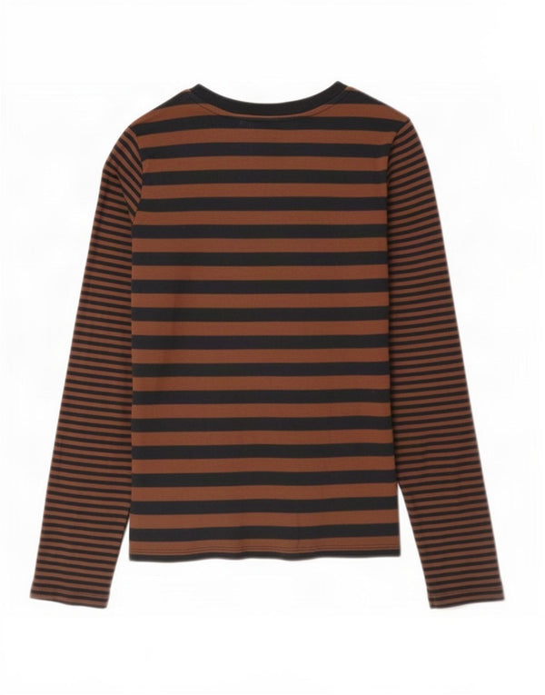 Levi's Top da donna a maniche lunghe UK 14 Cotone a righe marrone medio
