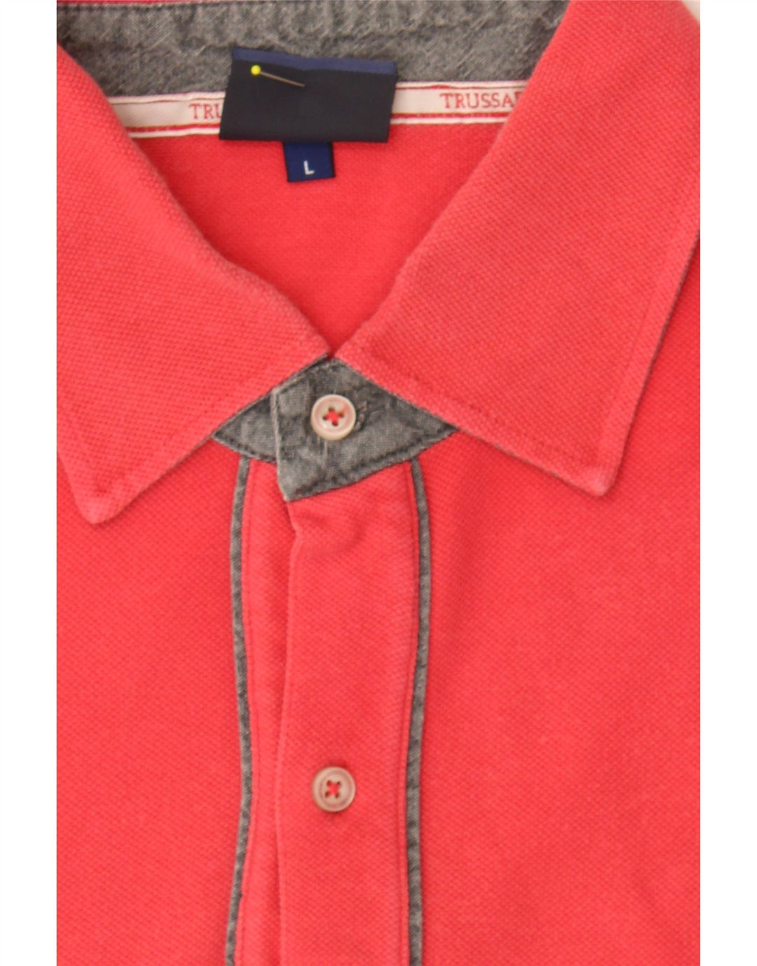 TRUSSARDI JEANS Mens Polo Shirt Large Red Cotton Vintage Trussardi Jeans and Second-Hand Trussardi Jeans from Messina Hembry 