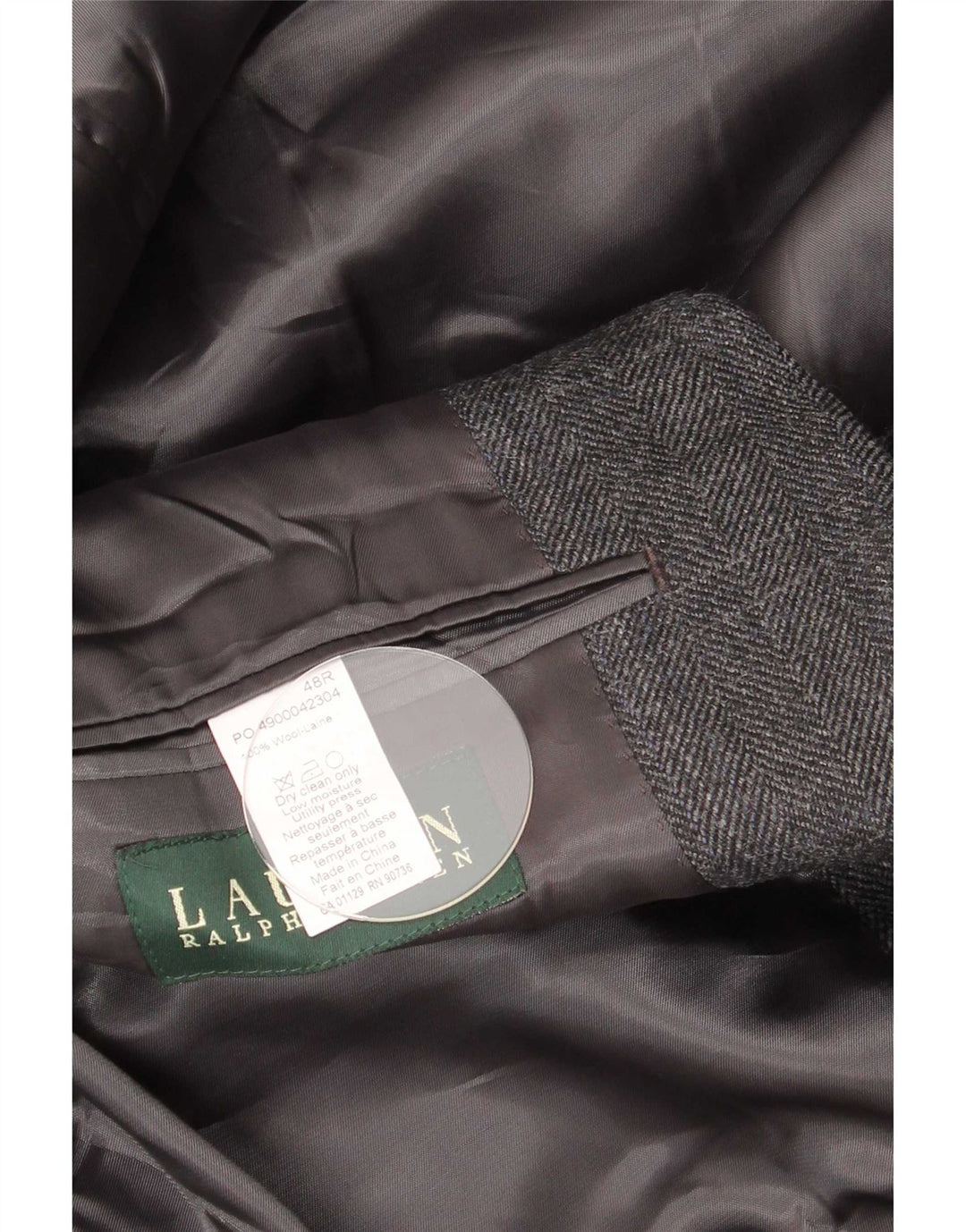 Giacca blazer da uomo vestibilità regolare Ralph Lauren UK 48 3XL grigio a spina di pesce