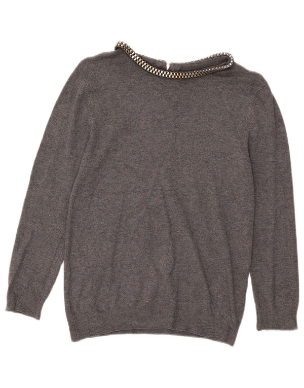 Maglione maglione con scollo a barca da donna Zara UK 10 piccolo grigio