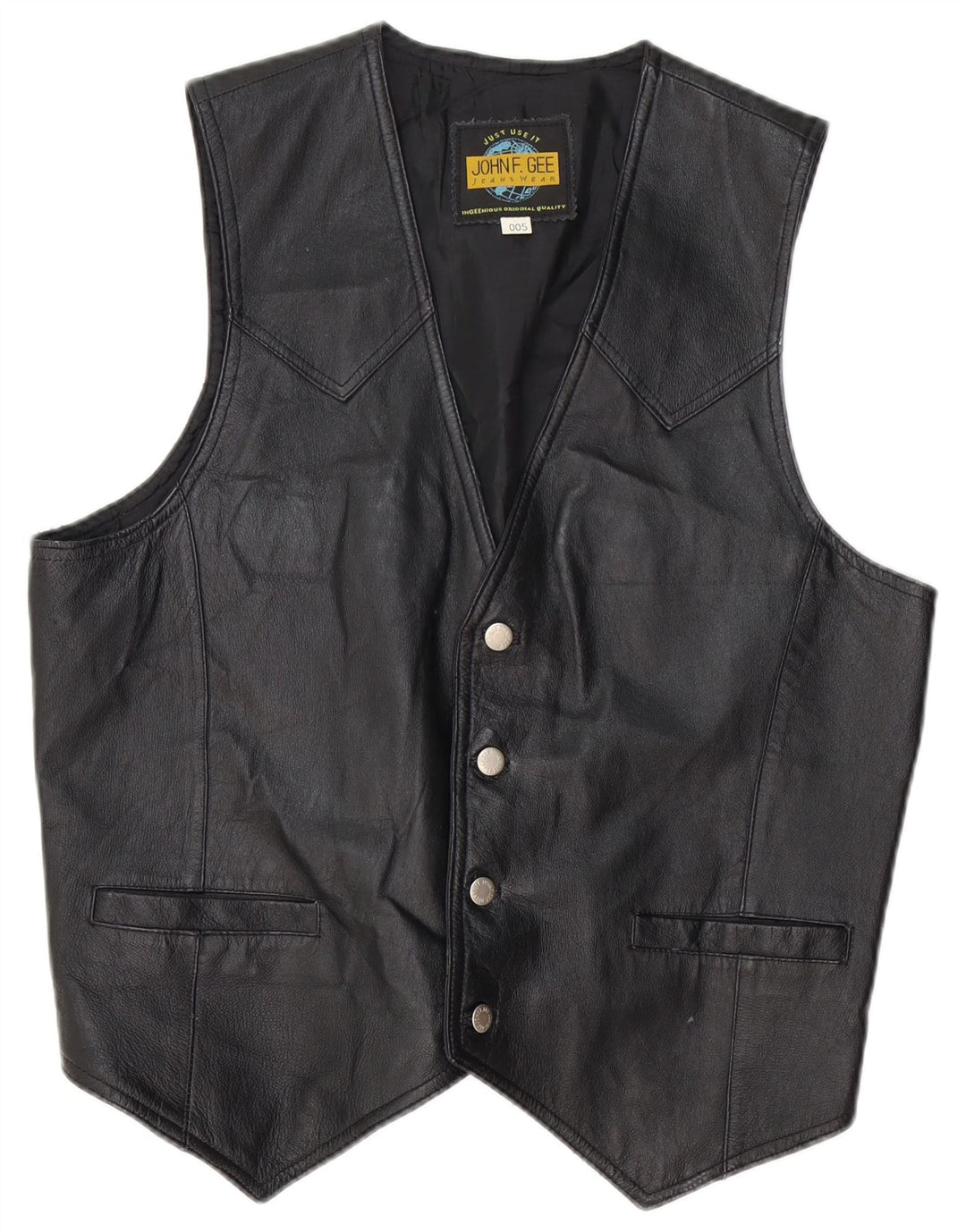 Gilet in pelle da uomo John F Gee in pelle nera media