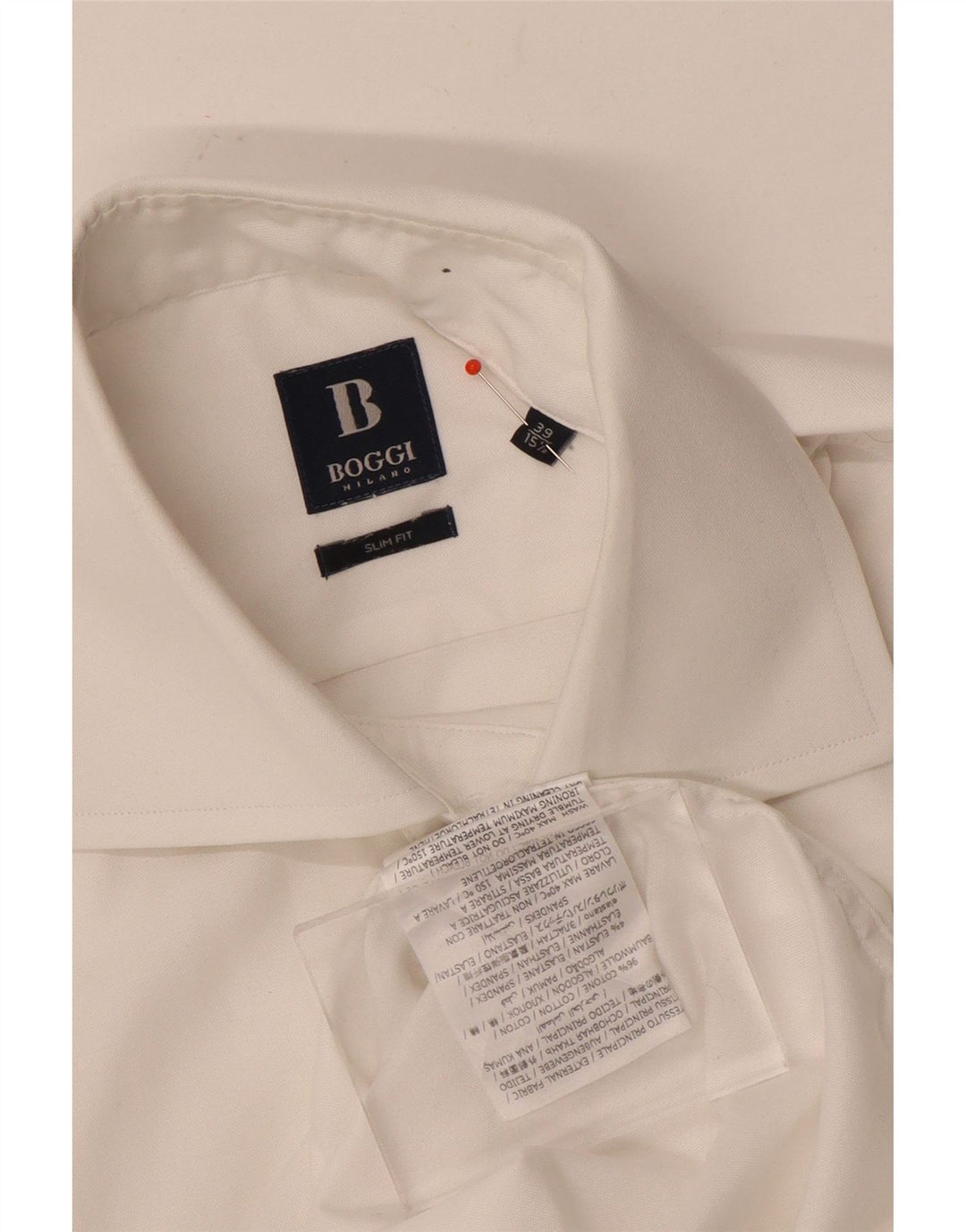 Camicia Boggi da uomo slim fit taglia 39 15 1/2 cotone bianco medio