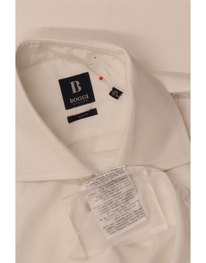 Camicia Boggi da uomo slim fit taglia 39 15 1/2 cotone bianco medio