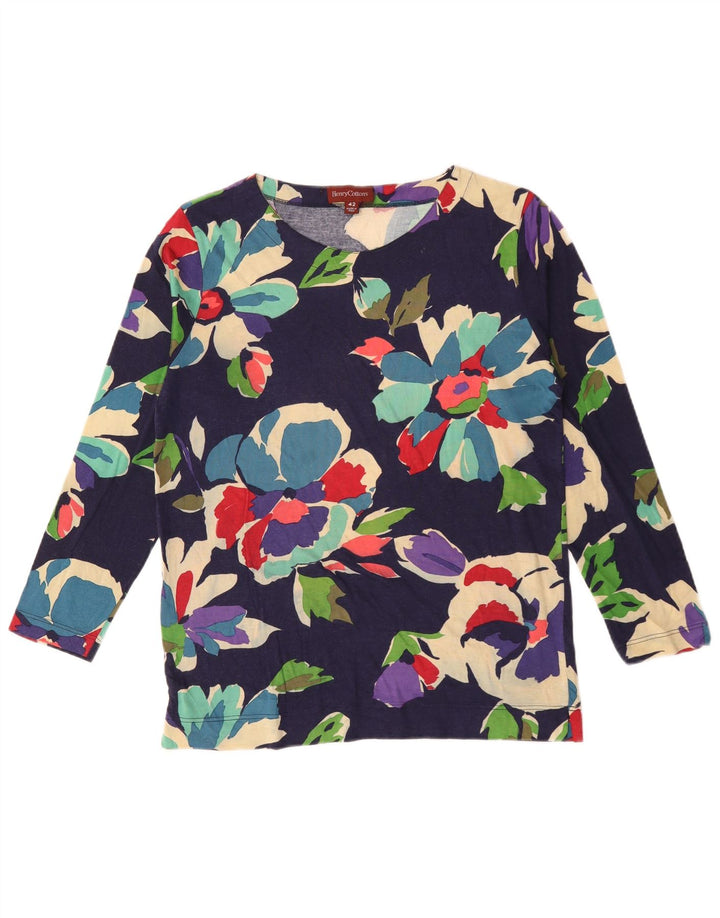 Henry Cottons Top da donna a maniche lunghe IT 42 Viscosa floreale medio blu navy