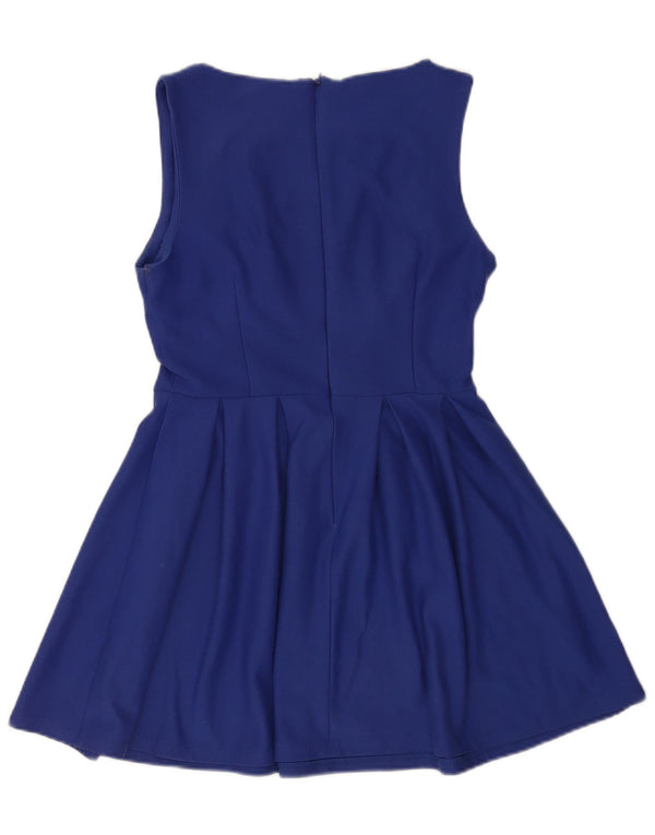 Topshop Abito da donna senza maniche a trapezio UK 10 Piccolo poliestere blu