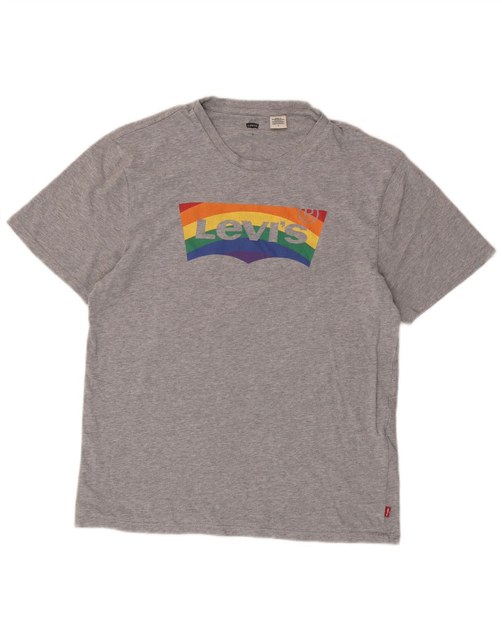 T-shirt grafica da uomo LEVI'S Top in cotone screziato grigio medio