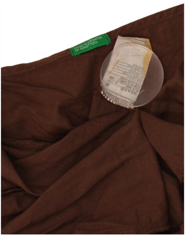 Canottiera corta da donna Benetton UK 12 cotone marrone medio