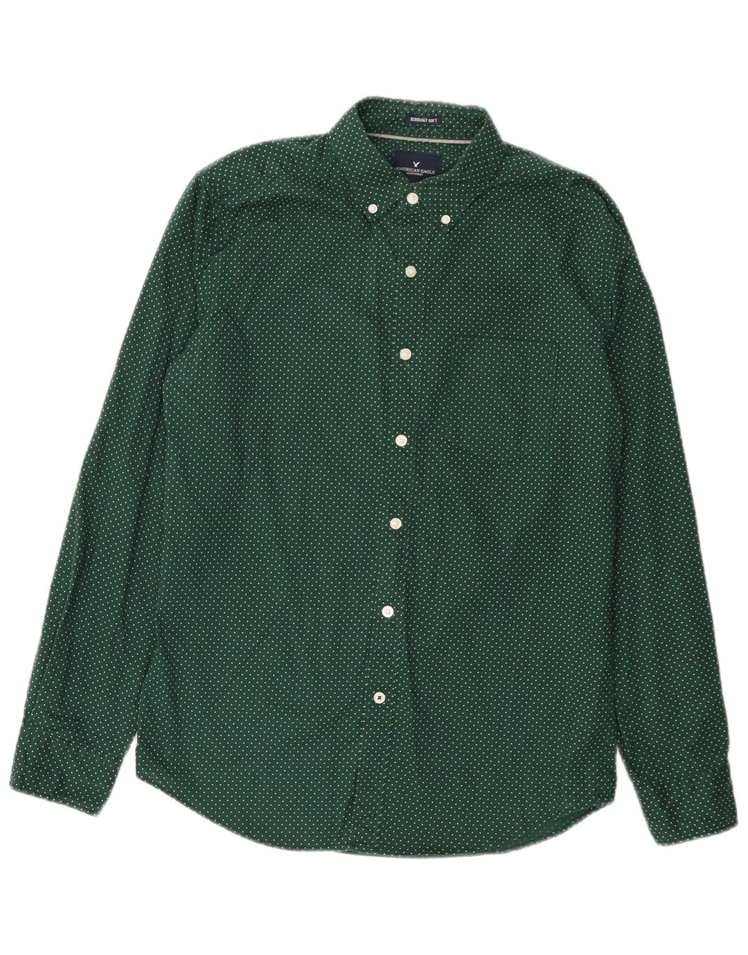 Camicia da uomo Classic Fit American Eagle piccola in cotone maculato verde