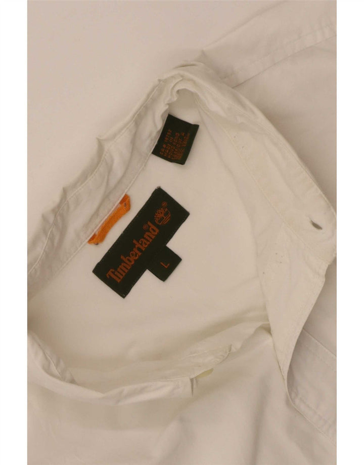 Camicia da uomo Timberland grande in cotone bianco