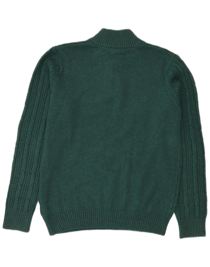 Crew Clothing Maglione da uomo con bottoni e collo in nylon verde medio
