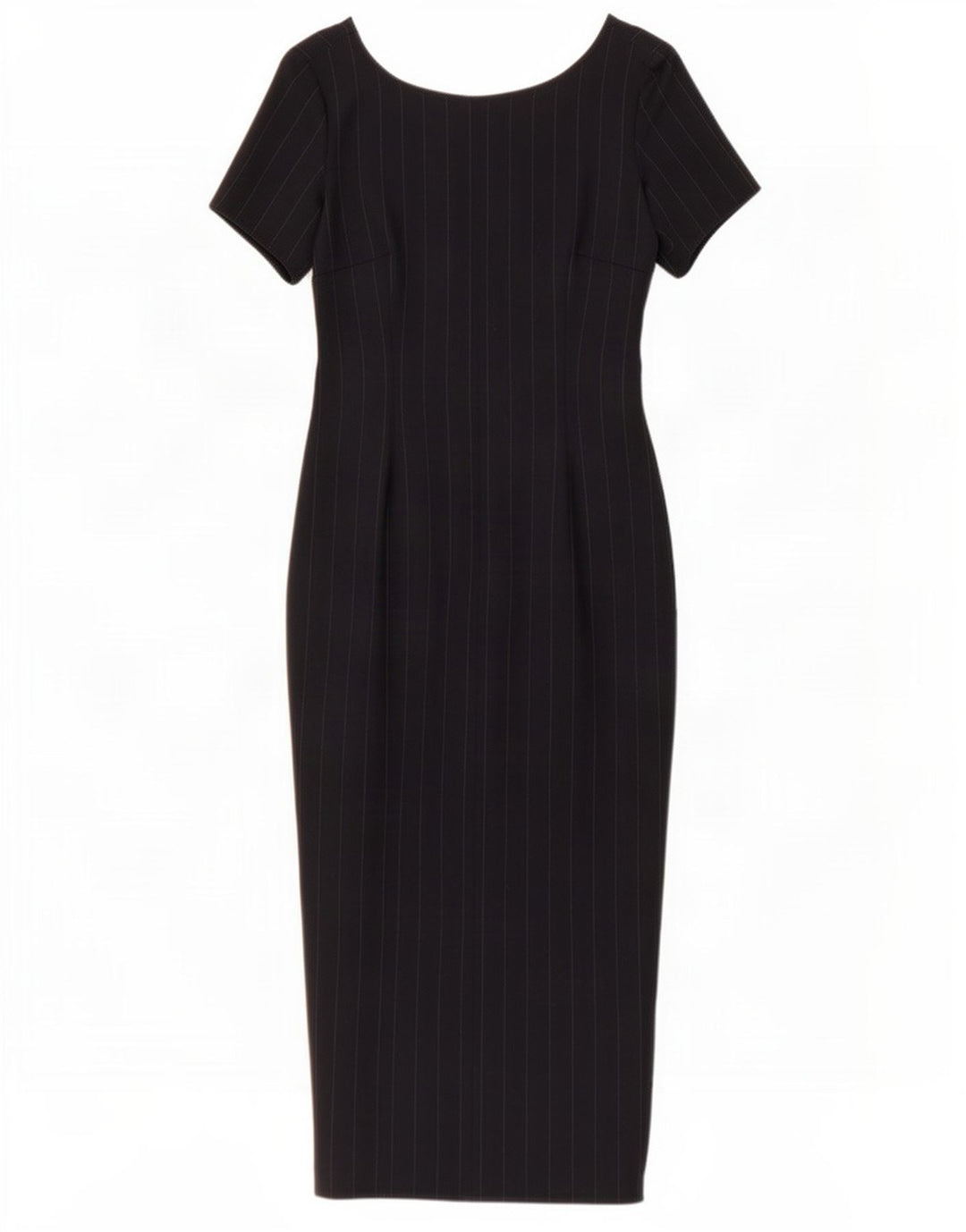 Abito lungo da donna vintage IT 42 medio in lana gessata blu navy