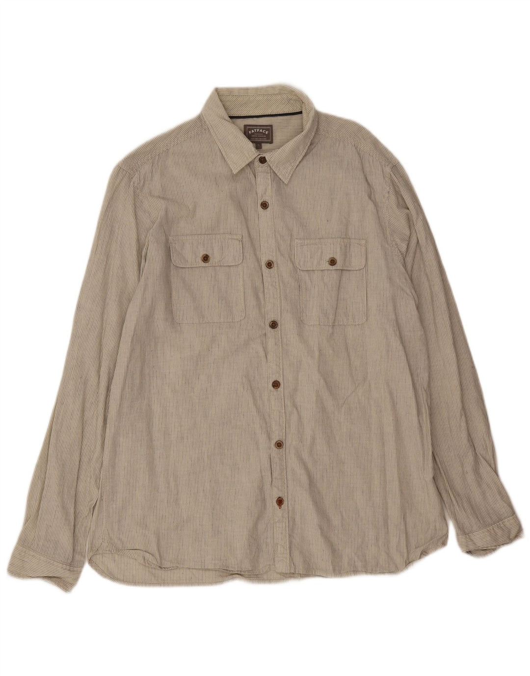 Camicia da uomo Fat Face Grande lino gessato beige