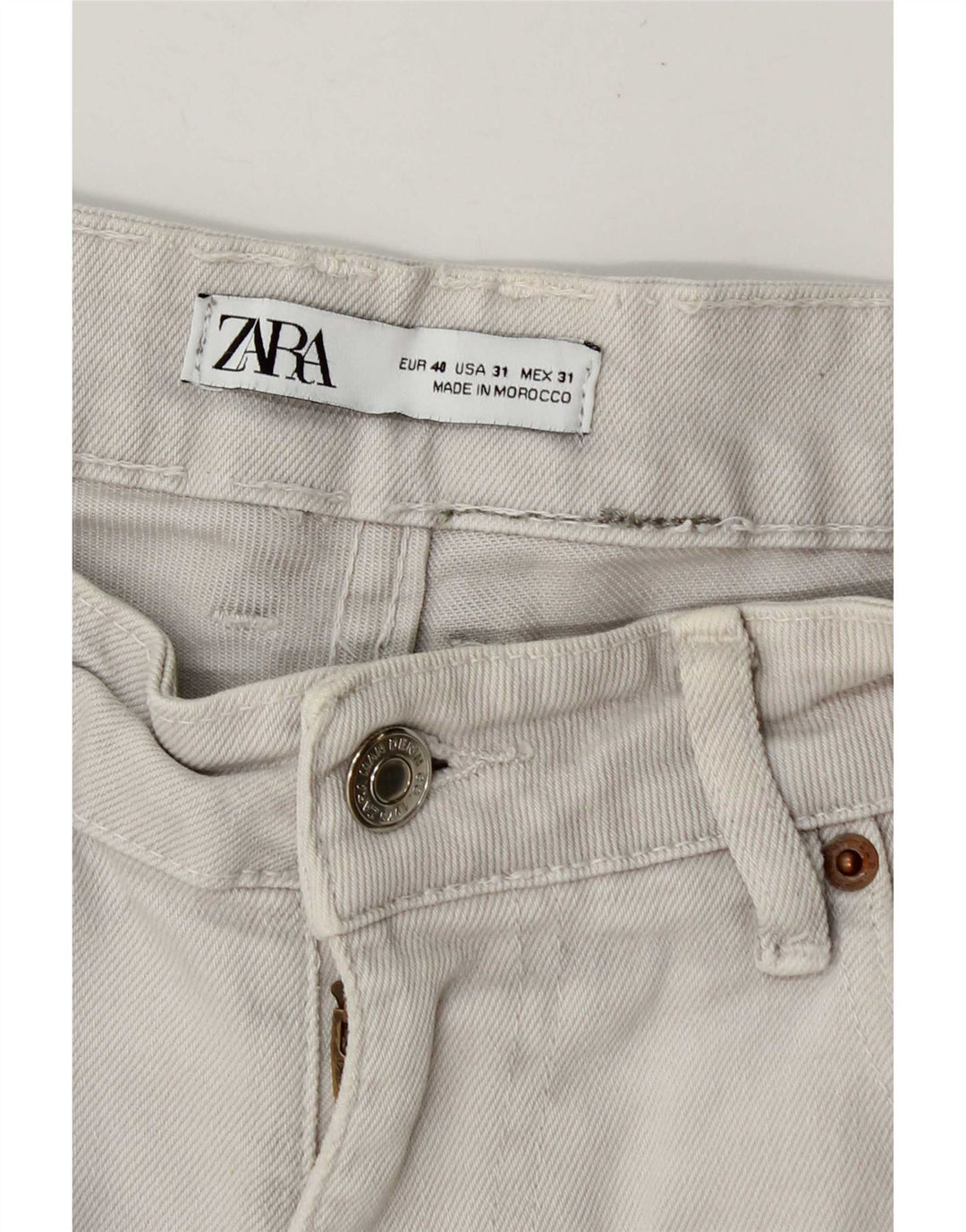 Pantaloncini di jeans da uomo Zara EU 40 medi W30 cotone beige
